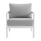 Armen Living Royal 4 Piece White Aluminum and Teak Outdoor Seating Set with Light Gray Cushions 840254332874 - alternate 9